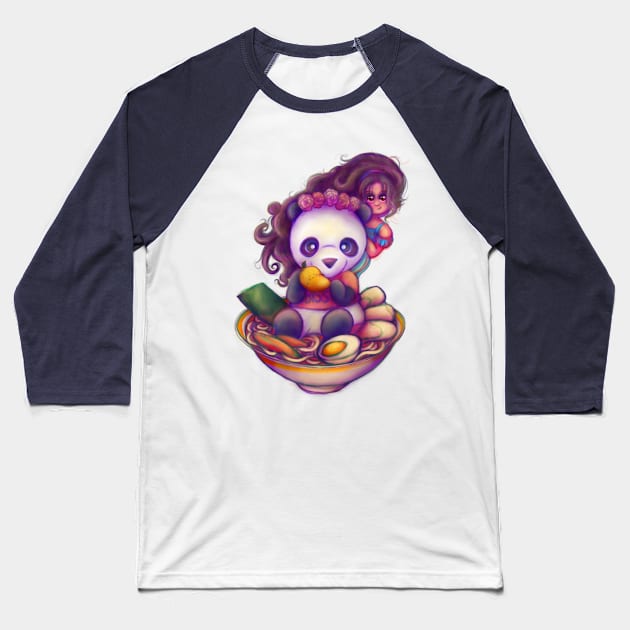 Kawaii Ramen Panda Girl Baseball T-Shirt by CuddlyChimera